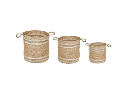 Lot De 3 Paniers En Jute Naturel Et Beige ZHOB -Meilleur Meubles Magasin accessoire de rangement 17467743