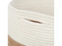 Panier En Coton Beige Et Blanc ⌀ 52 Cm ARDESEN -Meilleur Meubles Magasin accessoire de rangement 17467771