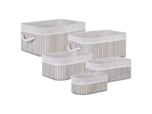 Lot De 5 Paniers En Bambou Gris TALPE -Meilleur Meubles Magasin accessoire de rangement 17467773