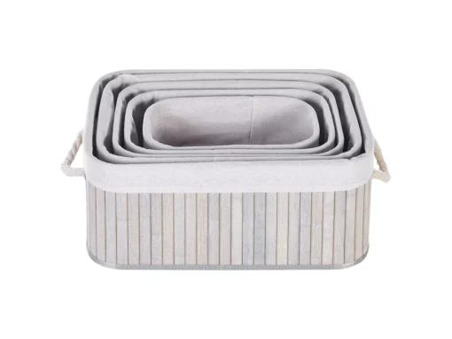 Lot De 5 Paniers En Bambou Gris TALPE -Meilleur Meubles Magasin accessoire de rangement 17467787