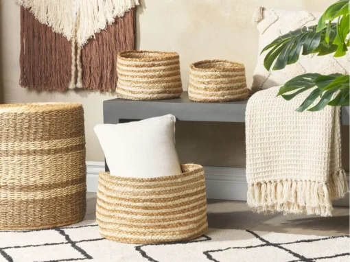 Lot De 3 Paniers En Jute Naturel Et Beige KAHU -Meilleur Meubles Magasin accessoire de rangement 18902837