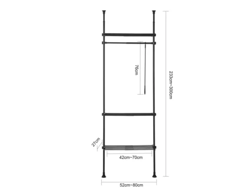 Télescopique Porte-vêtements Système De Penderie Télescopique L (52-80) X H (233-300) Cm, Kls07-sch -Meilleur Meubles Magasin accessoire de rangement 18908533