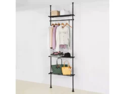 Télescopique Porte-vêtements Système De Penderie Télescopique L (52-80) X H (233-300) Cm, Kls07-sch -Meilleur Meubles Magasin accessoire de rangement 18908535