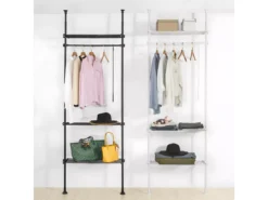 Télescopique Porte-vêtements Système De Penderie Télescopique L (52-80) X H (233-300) Cm, Kls07-w -Meilleur Meubles Magasin accessoire de rangement 18911747