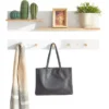Porte-manteau Mural En 2 Parties Étagère Murale Avec 5 Crochets Et 1 étagère, FHK21-WN -Meilleur Meubles Magasin accessoire de rangement 19126207