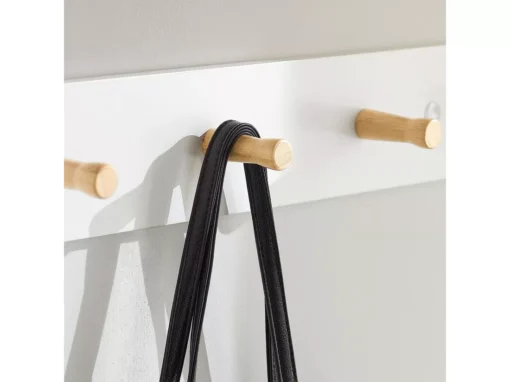 Porte-manteau Mural En 2 Parties Étagère Murale Avec 5 Crochets Et 1 étagère, FHK21-WN -Meilleur Meubles Magasin accessoire de rangement 19126215