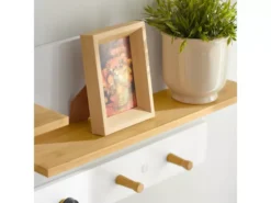 Porte-manteau Mural En 2 Parties Étagère Murale Avec 5 Crochets Et 1 étagère, FHK21-WN -Meilleur Meubles Magasin accessoire de rangement 19126217