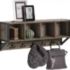 Porte Manteau Mural Étagère De Rangement Avec 4 Compartiments Et 5 Crochets, FHK25-N -Meilleur Meubles Magasin accessoire de rangement 19126245