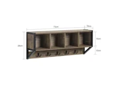 Porte Manteau Mural Étagère De Rangement Avec 4 Compartiments Et 5 Crochets, FHK25-N -Meilleur Meubles Magasin accessoire de rangement 19126249