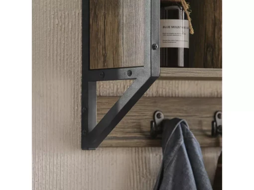 Porte Manteau Mural Étagère De Rangement Avec 4 Compartiments Et 5 Crochets, FHK25-N -Meilleur Meubles Magasin accessoire de rangement 19126251