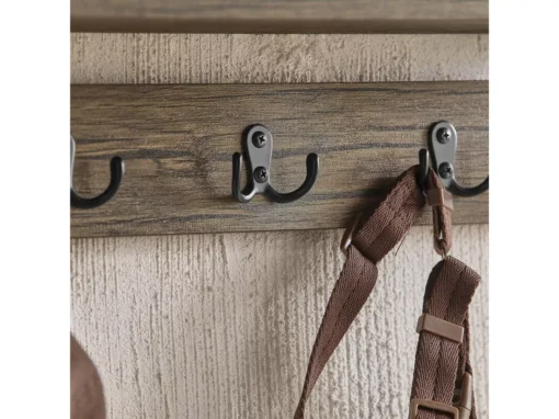 Porte Manteau Mural Étagère De Rangement Avec 4 Compartiments Et 5 Crochets, FHK25-N -Meilleur Meubles Magasin accessoire de rangement 19126253