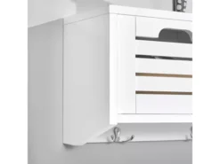 Porte-manteau Étagère Murale Avec 3 Paniers Et 4 Crochets - Blanc, FHK19-W -Meilleur Meubles Magasin accessoire de rangement 19126291