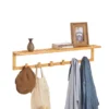 Étagère Porte-Serviette Porte-Manteau Mural En Bambou Avec Étagère Et 6 Crochets, FHK06-N -Meilleur Meubles Magasin accessoire de rangement 19126315