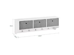 Portemanteau Mural Étagère 3 Tiroirs Meuble D’entrée Penderie Mural – Blanc, FRG282-W -Meilleur Meubles Magasin accessoire de rangement 19183667
