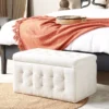 Ottoman Coffre Bouclé Blanc MICHIGAN -Meilleur Meubles Magasin accessoire de rangement 19337823
