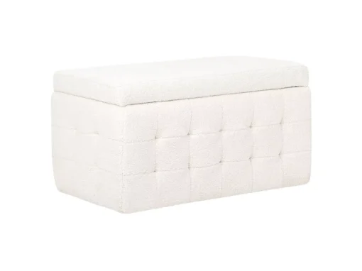 Ottoman Coffre Bouclé Blanc MICHIGAN -Meilleur Meubles Magasin accessoire de rangement 19337825