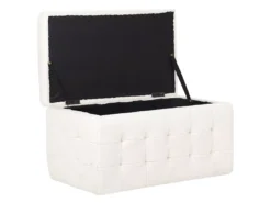 Ottoman Coffre Bouclé Blanc MICHIGAN -Meilleur Meubles Magasin accessoire de rangement 19337831