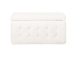Ottoman Coffre Bouclé Blanc MICHIGAN -Meilleur Meubles Magasin accessoire de rangement 19337833