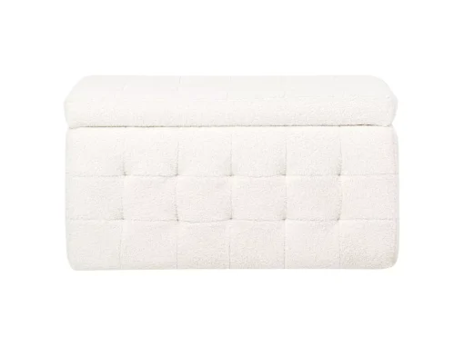 Ottoman Coffre Bouclé Blanc MICHIGAN -Meilleur Meubles Magasin accessoire de rangement 19337833