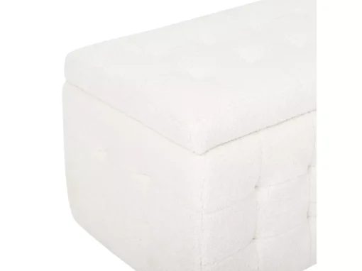 Ottoman Coffre Bouclé Blanc MICHIGAN -Meilleur Meubles Magasin accessoire de rangement 19337835