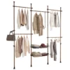 Télescopique Garde-robe Système De Penderie Télescopique Avec 5 Barres Portant De Vêtement, Kls04-br -Meilleur Meubles Magasin accessoire de rangement 19399643