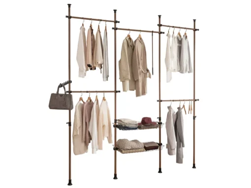 Télescopique Garde-robe Système De Penderie Télescopique Avec 5 Barres Portant De Vêtement, Kls04-br -Meilleur Meubles Magasin accessoire de rangement 19399643