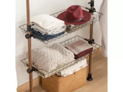 Télescopique Garde-robe Système De Penderie Télescopique Avec 5 Barres Portant De Vêtement, Kls04-br -Meilleur Meubles Magasin accessoire de rangement 19399653