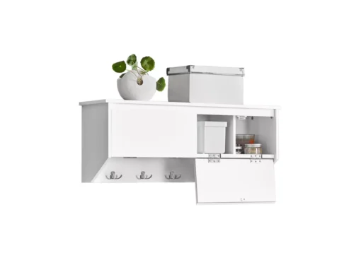 Portemanteau Mural Portant À Vêtements Étagère Murale Avec 2 Portes Et 5 Crochets Doubles, Fhk24-w -Meilleur Meubles Magasin accessoire de rangement 19404573