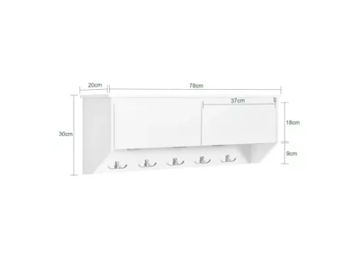 Portemanteau Mural Portant À Vêtements Étagère Murale Avec 2 Portes Et 5 Crochets Doubles, Fhk24-w -Meilleur Meubles Magasin accessoire de rangement 19404575