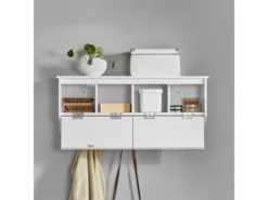 Portemanteau Mural Portant À Vêtements Étagère Murale Avec 2 Portes Et 5 Crochets Doubles, Fhk24-w -Meilleur Meubles Magasin accessoire de rangement 19404577