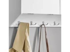 Portemanteau Mural Portant À Vêtements Étagère Murale Avec 2 Portes Et 5 Crochets Doubles, Fhk24-w -Meilleur Meubles Magasin accessoire de rangement 19404581