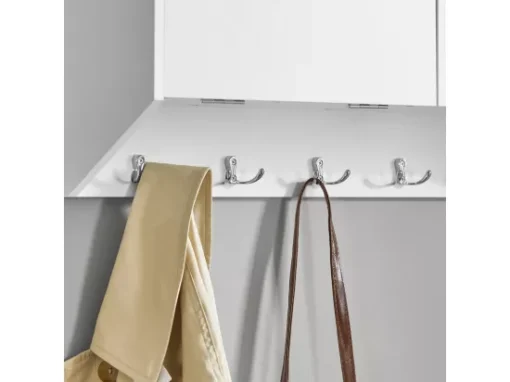 Portemanteau Mural Portant À Vêtements Étagère Murale Avec 2 Portes Et 5 Crochets Doubles, Fhk24-w -Meilleur Meubles Magasin accessoire de rangement 19404581