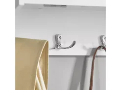 Portemanteau Mural Portant À Vêtements Étagère Murale Avec 2 Portes Et 5 Crochets Doubles, Fhk24-w -Meilleur Meubles Magasin accessoire de rangement 19404583