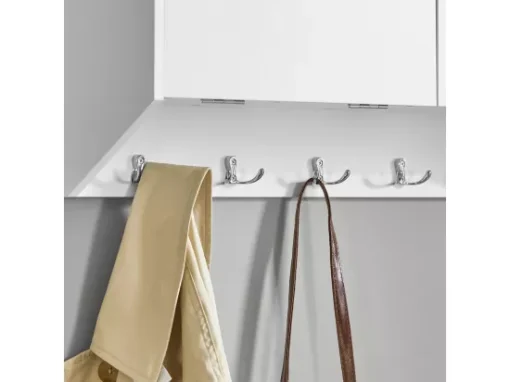 Portemanteau Mural Portant À Vêtements Étagère Murale Avec 2 Portes Et 5 Crochets Doubles, Fhk24-w -Meilleur Meubles Magasin accessoire de rangement 19404585