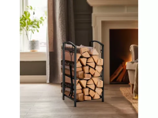 Porte Bûches Serviteur De Cheminée Avec 4 Outils Ensemble D‘outilspour Intérieur Extérieur,SoBuy SDA01-SCH -Meilleur Meubles Magasin accessoire de rangement 19557687