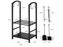 Porte Bûches Serviteur De Cheminée Avec 4 Outils Ensemble D‘outilspour Intérieur Extérieur,SoBuy SDA01-SCH -Meilleur Meubles Magasin accessoire de rangement 19557689