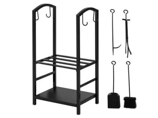 Porte Bûches Serviteur De Cheminée Avec 4 Outils Ensemble D‘outilspour Intérieur Extérieur,SoBuy SDA01-SCH -Meilleur Meubles Magasin accessoire de rangement 19557691