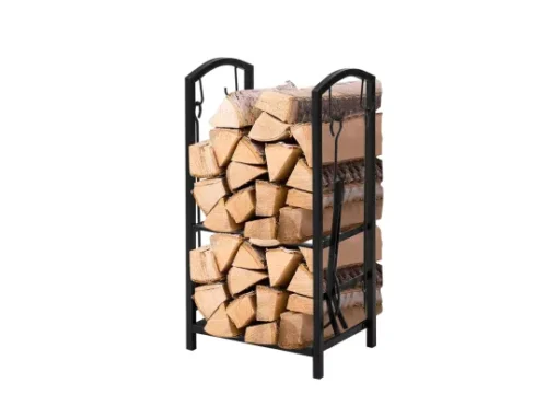 Porte Bûches Serviteur De Cheminée Avec 4 Outils Ensemble D‘outilspour Intérieur Extérieur,SoBuy SDA01-SCH -Meilleur Meubles Magasin accessoire de rangement 19557695