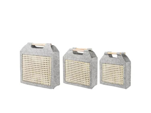 Lot De 3 Corbeilles Textiles Gris Clair SARIOT -Meilleur Meubles Magasin accessoire de rangement 20935683