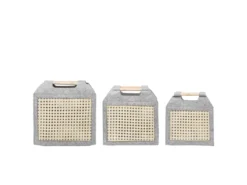 Lot De 3 Corbeilles Textiles Gris Clair SARIOT -Meilleur Meubles Magasin accessoire de rangement 20935689