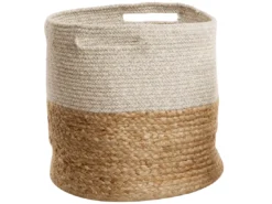 Lot De 2 Corbeilles Textiles Beige Et Gris Clair NAULLA -Meilleur Meubles Magasin accessoire de rangement 21973365