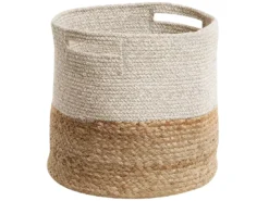 Lot De 2 Corbeilles Textiles Beige Et Gris Clair NAULLA -Meilleur Meubles Magasin accessoire de rangement 21973367