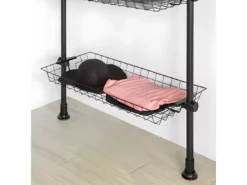 Penderie Garde-Robe Portant De Vêtement 3 Barres 3 Paniers Télescopique Système Herkule, FRG34-SCH -Meilleur Meubles Magasin accessoire de rangement 21988191