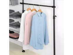 Penderie Garde-Robe Portant De Vêtement 3 Barres 3 Paniers Télescopique Système Herkule, FRG34-SCH -Meilleur Meubles Magasin accessoire de rangement 21988193