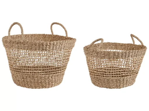 Lot De 2 Paniers Naturels En Herbes Marines AROWANA -Meilleur Meubles Magasin accessoire de rangement 23017133
