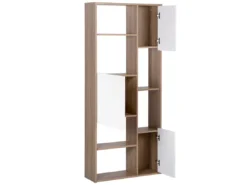 Bibliothèque Effet Bois Foncé / Blanc 6 Niveaux GRADA -Meilleur Meubles Magasin bibliotheque 16130417