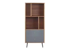 Bibliothèque 4 Niveaux Gris Et Bois Foncé RICHMOND -Meilleur Meubles Magasin bibliotheque 16130875