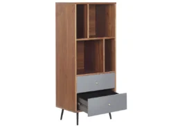 Bibliothèque 4 Niveaux Gris Et Bois Foncé RICHMOND -Meilleur Meubles Magasin bibliotheque 16130877