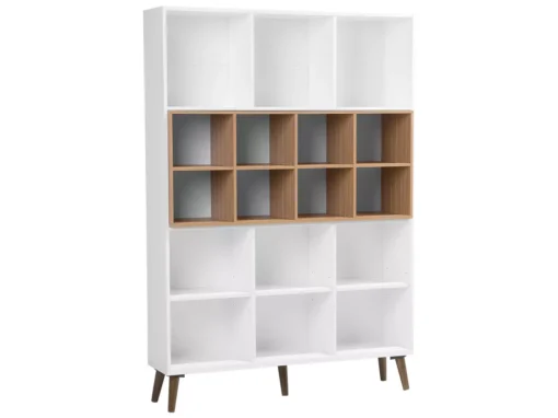 Bibliothèque Avec 17 Compartiments Blanc Et Marron ALLOA -Meilleur Meubles Magasin bibliotheque 16614185