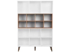 Bibliothèque Avec 17 Compartiments Blanc Et Marron ALLOA -Meilleur Meubles Magasin bibliotheque 16614191